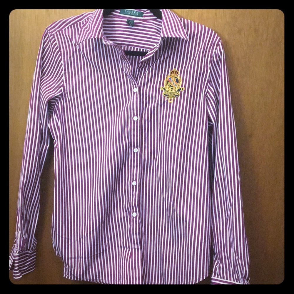 Ralph Lauren Purple Striped Button Down Shirt